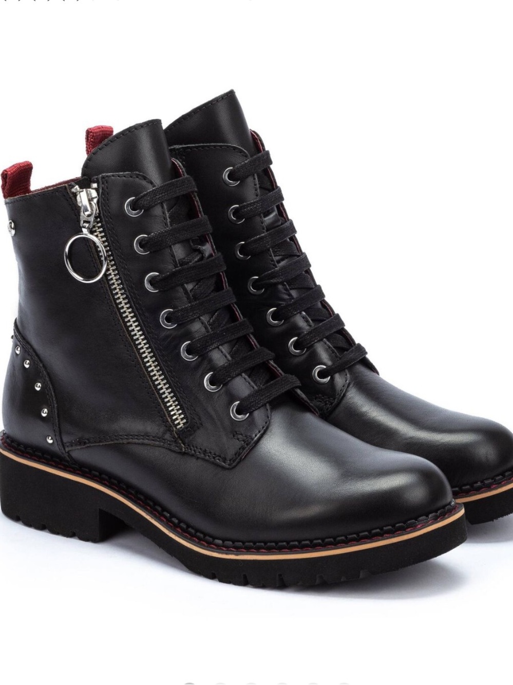 Pikolinos Vicar Black Leather Biker Combat Boots Size 36 Unworn